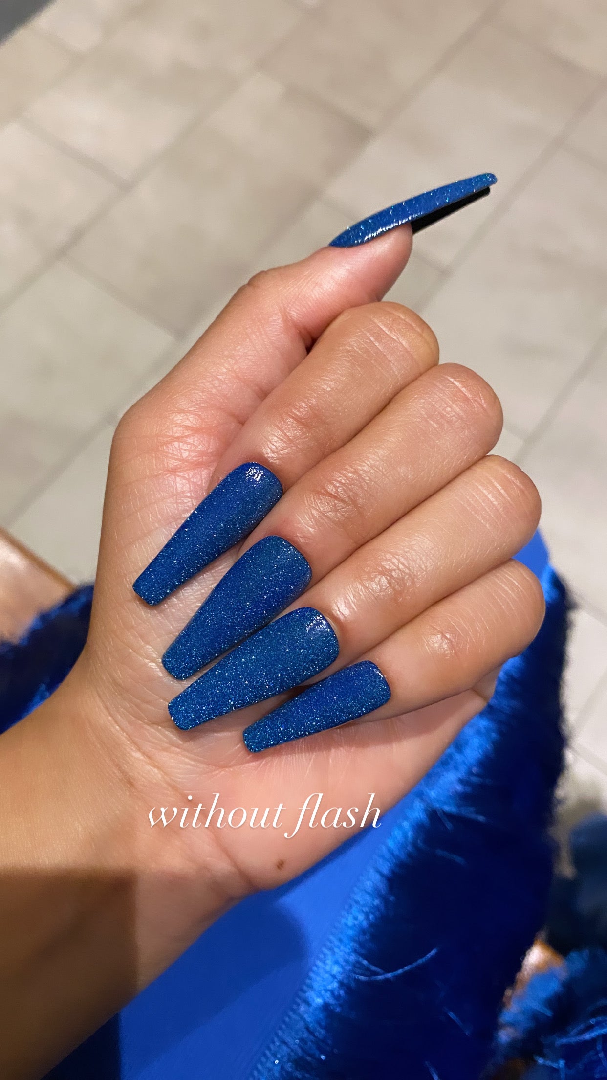 The Rich Auntie | Shimmering Blue | Reflective Glitter - Premium Press-On Nails from ShadedbyShanell - Just $29! Shop now at ShadedbyShanell