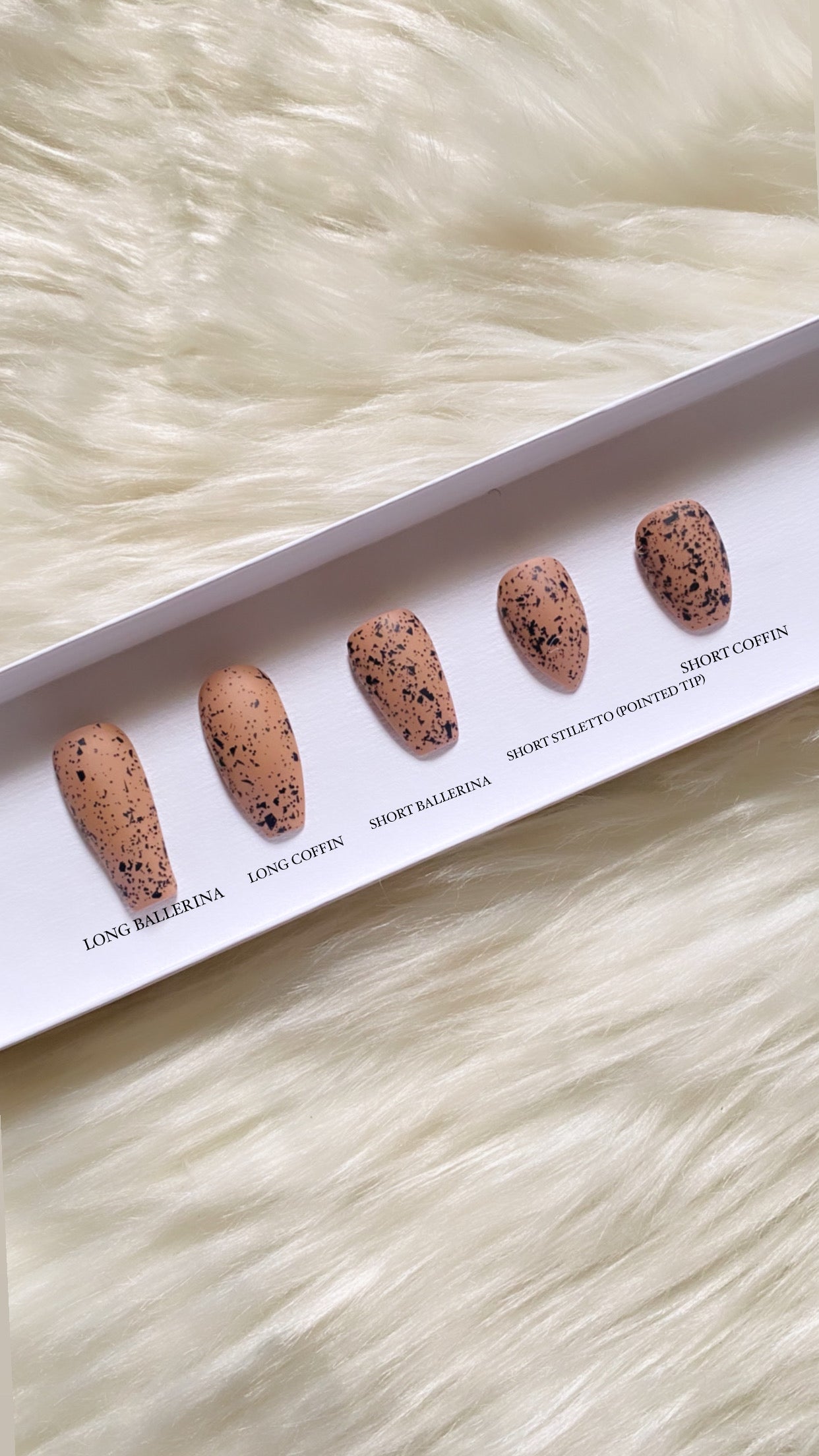 Fall for the Shade '23: She's a Real One | Nude & Black Speckles | Matte - Premium Press-On Nails from ShadedbyShanell - Just $25! Shop now at ShadedbyShanell