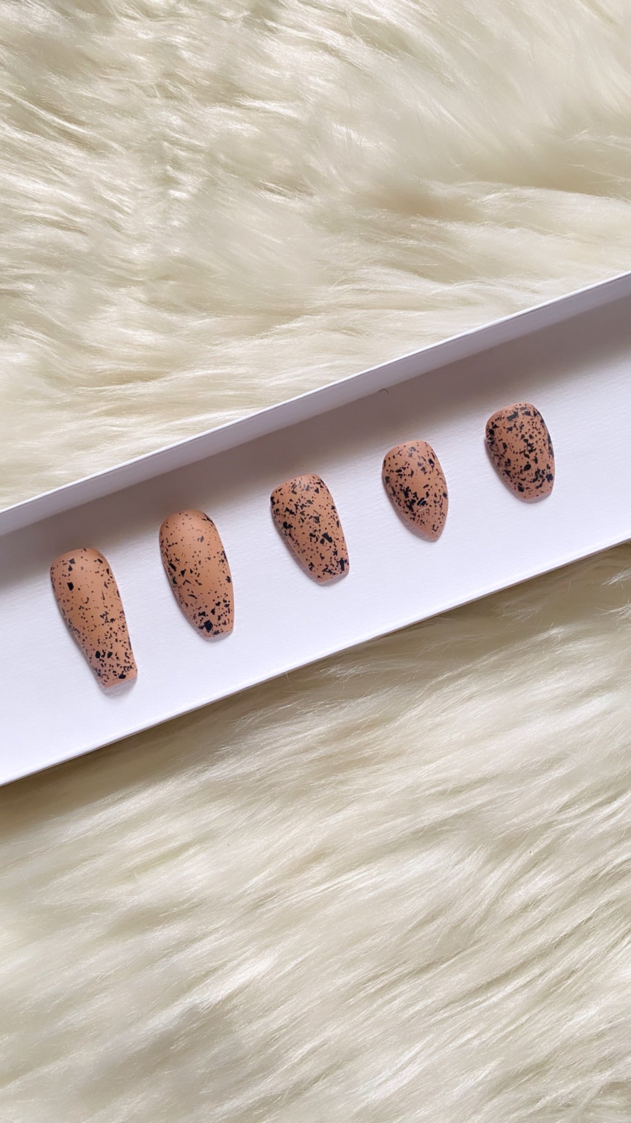 Fall for the Shade '23: She's a Real One | Nude & Black Speckles | Matte - Premium Press-On Nails from ShadedbyShanell - Just $25! Shop now at ShadedbyShanell