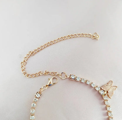 You Give Me Butterflies | Rhinestone Anklet | Gold