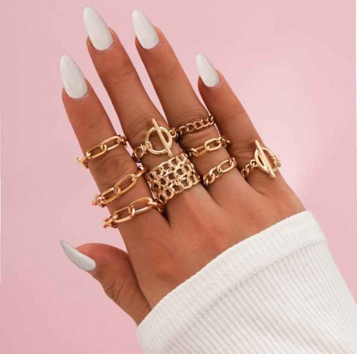 She’s All That 8 Piece Midi Ring Set | Gold