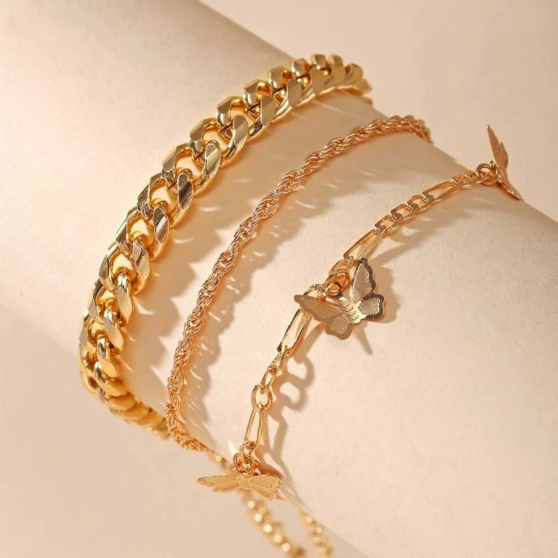 That Girl 3 Piece Anklet Set | Gold