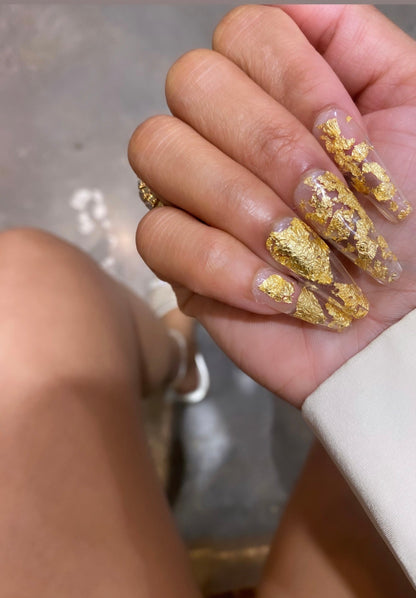 RESTOCKED: Shaded in the Snow '21: Clear & Gold | Summer ‘22 (Final) Restock - Premium Press-On Nails from SBS - Just $39! Shop now at ShadedbyShanell