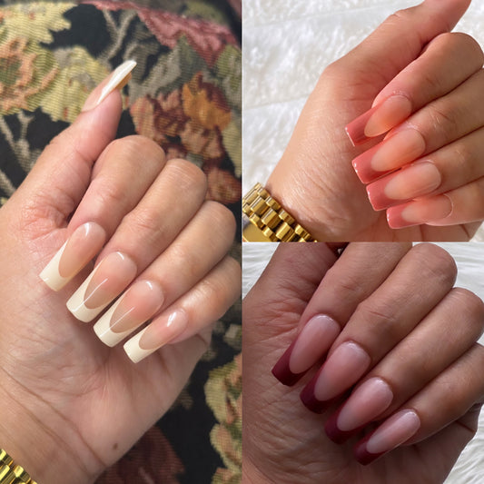 ShadedbyShanell Essential French Tips | SHEER NUDE FULL | 30 NAILS PRESS-ON SET | Long Square | Nude Collection ShadedbyShanell