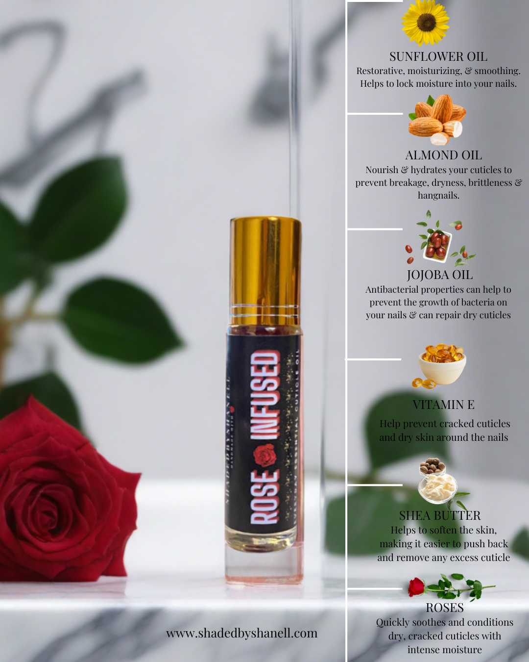 ShadedbyShanell Essential Rose Infused Cuticle Oil ShadedbyShanell