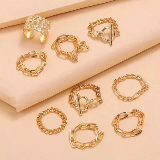 She’s All That 8 Piece Midi Ring Set | Gold ShadedbyShanell