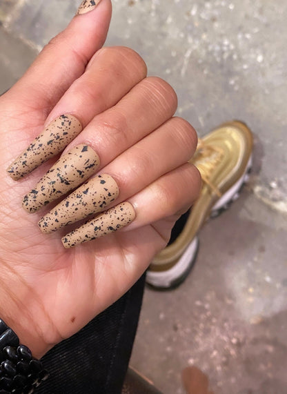 Fall for the Shade '23: She's a Real One | Nude & Black Speckles | Matte - Premium Press-On Nails from ShadedbyShanell - Just $25! Shop now at ShadedbyShanell